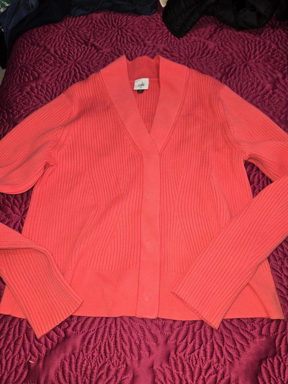 Cabi Coral Ribbed Open-Front Medium Cardigan